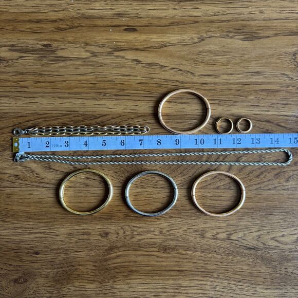 Milor Lot Bangle Bracelets Rope Chain Necklace Silver/ Gold Tone Stainless Steel - Picture 13 of 15